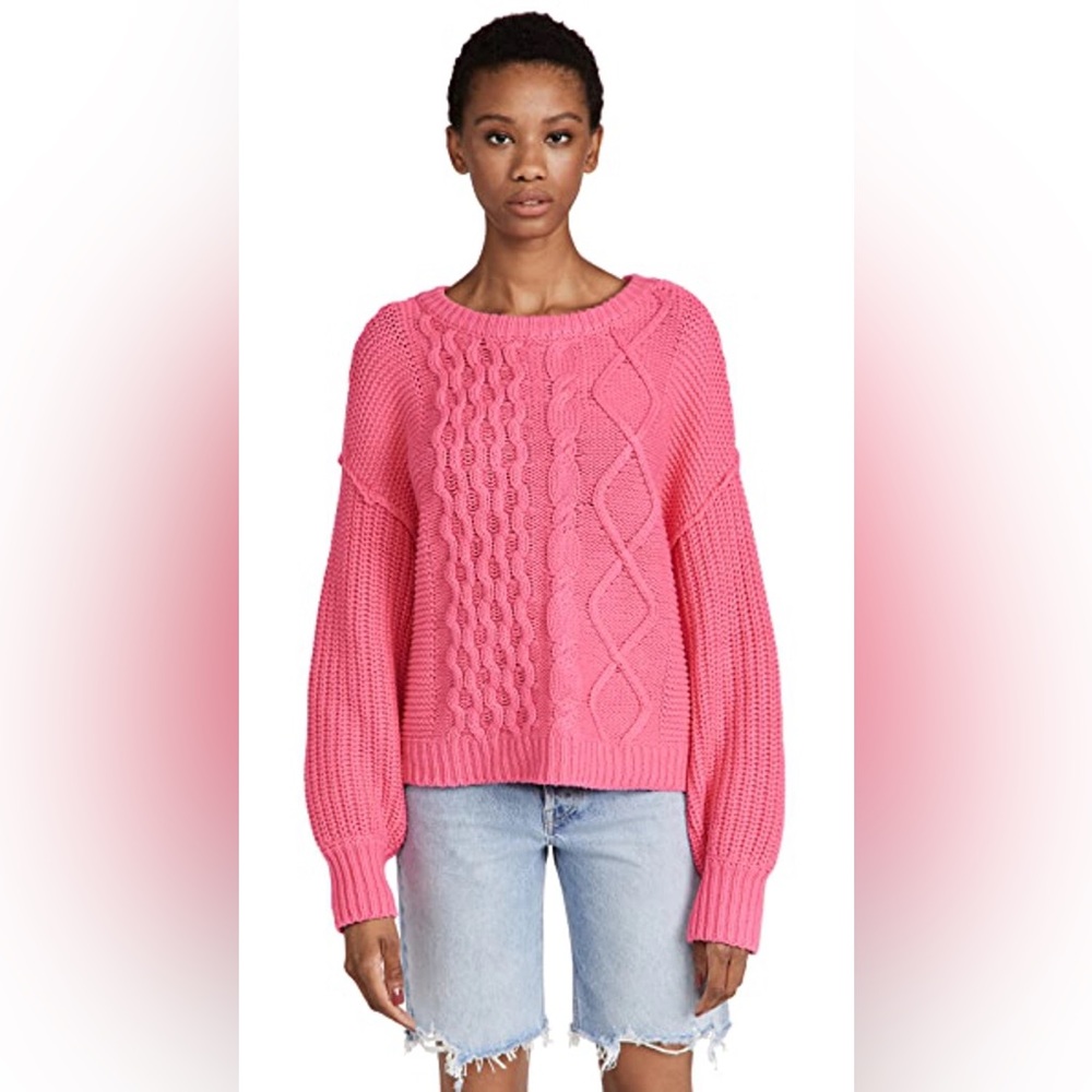 Free People Bright Andone Pink Jumper Sweater